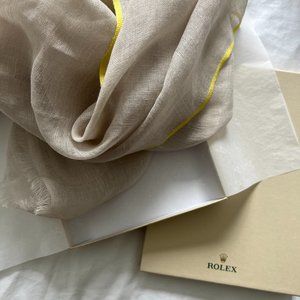 Rolex Cashmere & Linen Scarf in Cream/Canary